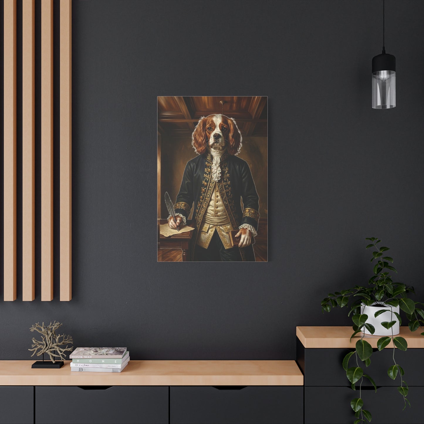 Regal Spaniel Portrait, Historical Dog Wall Art, Matte Stretched Print