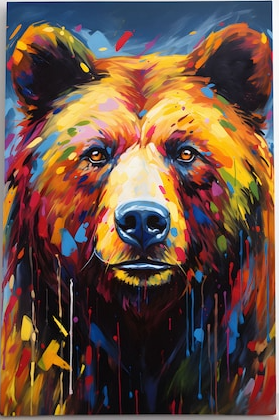 Colorful Bear Canvas Print — Vibrant Wildlife Wall Art, Matte Stretched 1.25"