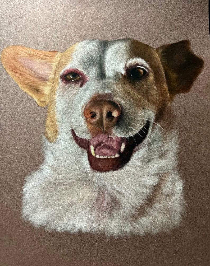 Dog painting Custom dog portrait Pet gift Art Smiling Corgi Matte Canvas Print - Stretched Wall Art