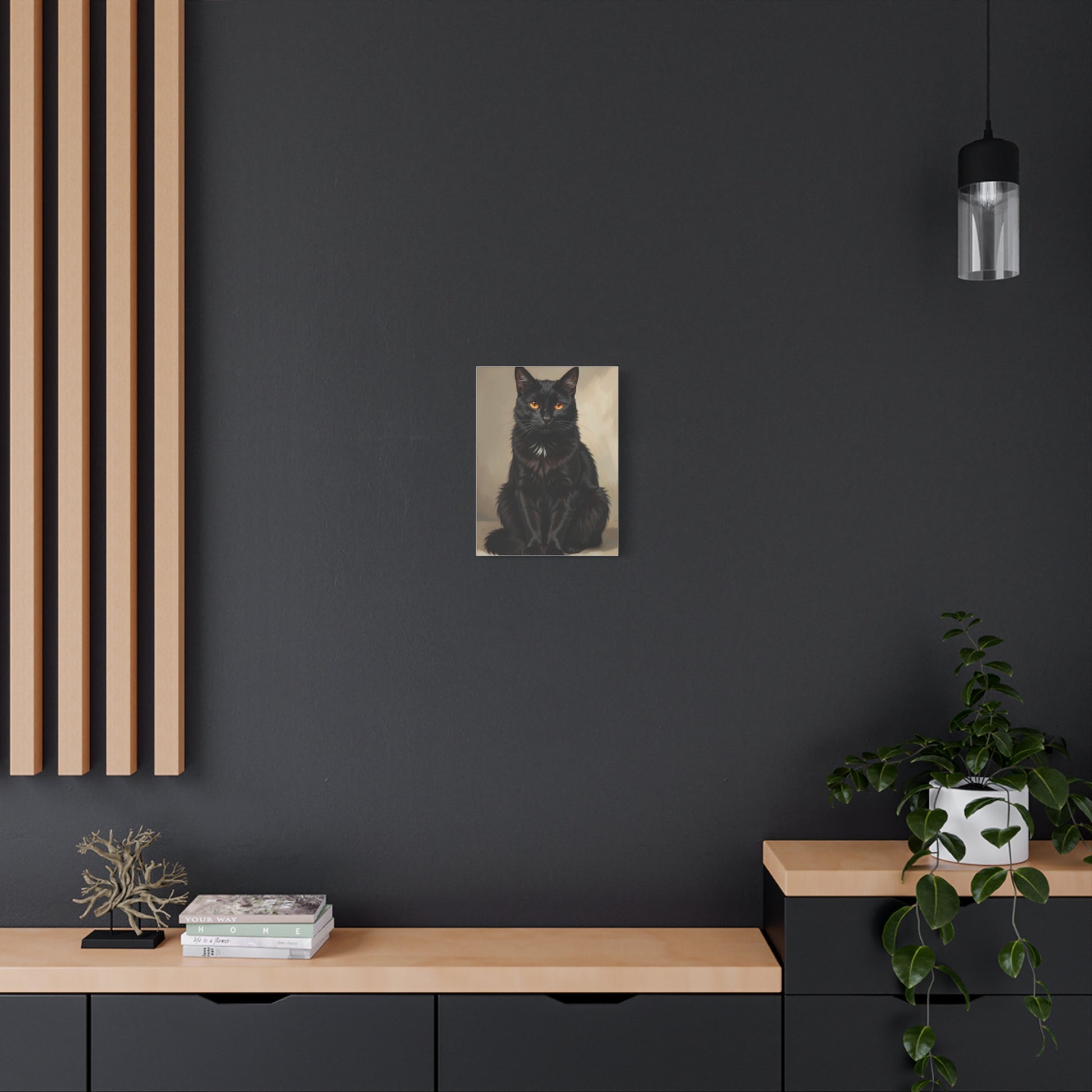 Black Cat Portrait Canvas - Matte Stretched Wall Art