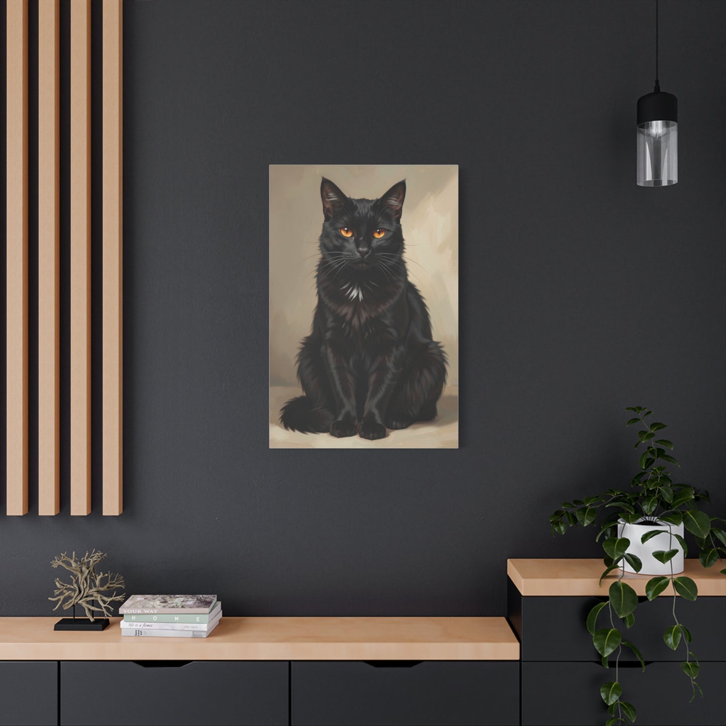 Black Cat Portrait Canvas - Matte Stretched Wall Art