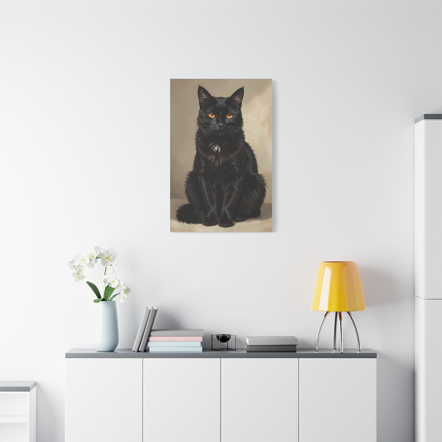 Black Cat Portrait Canvas - Matte Stretched Wall Art