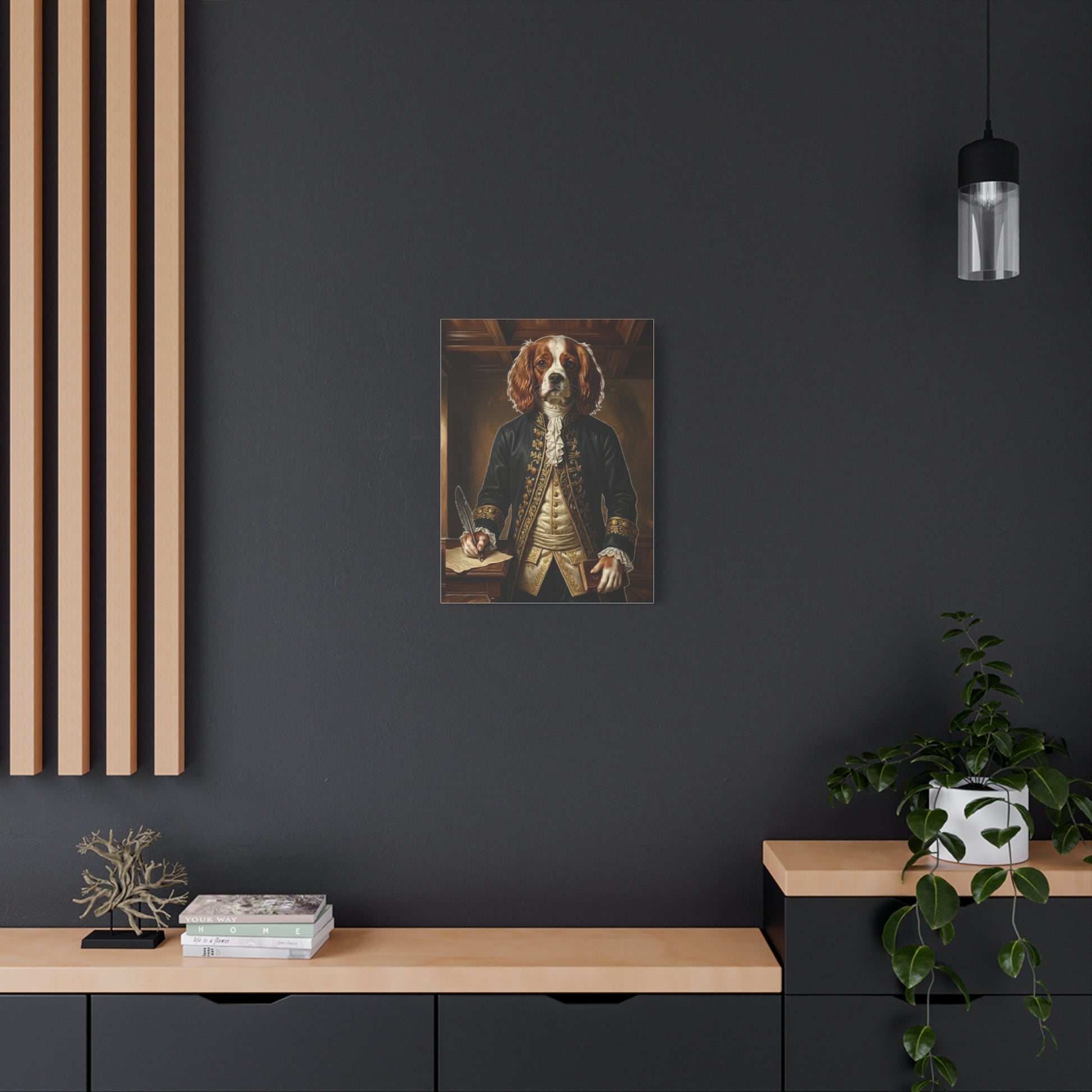 Regal Spaniel Portrait, Historical Dog Wall Art, Matte Stretched Print