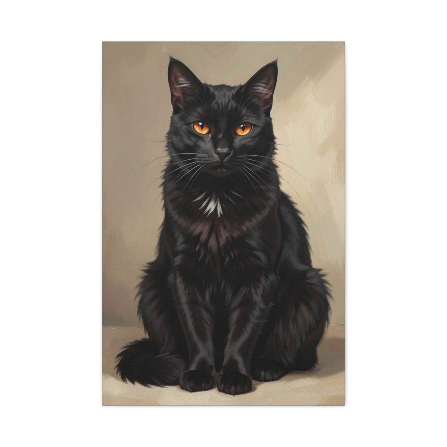 Black Cat Portrait Canvas - Matte Stretched Wall Art