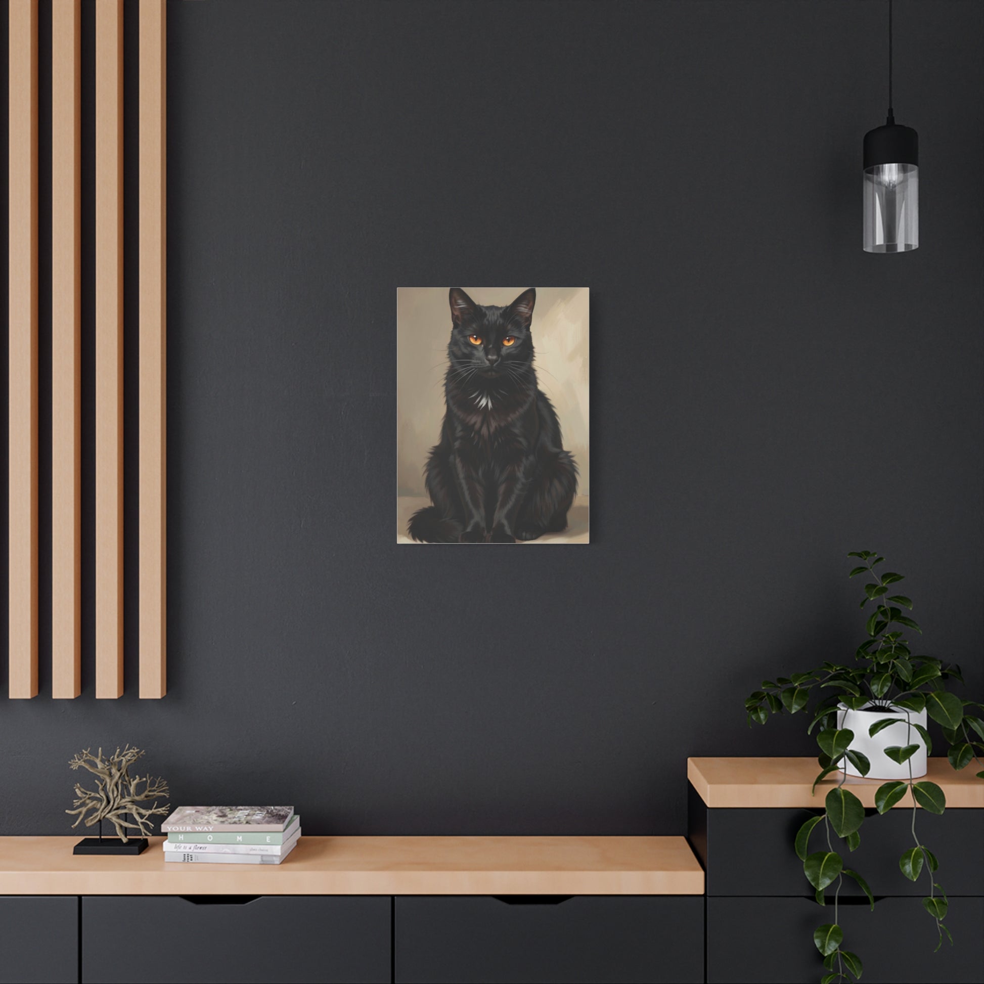 Black Cat Portrait Canvas - Matte Stretched Wall Art