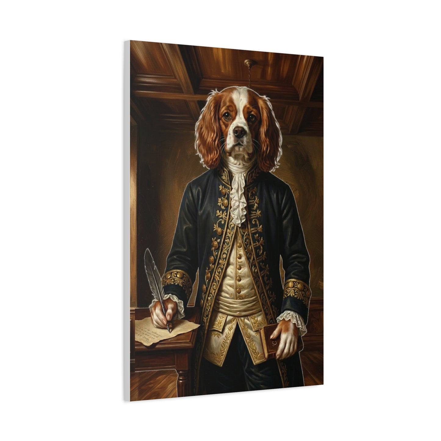 Regal Spaniel Portrait, Historical Dog Wall Art, Matte Stretched Print