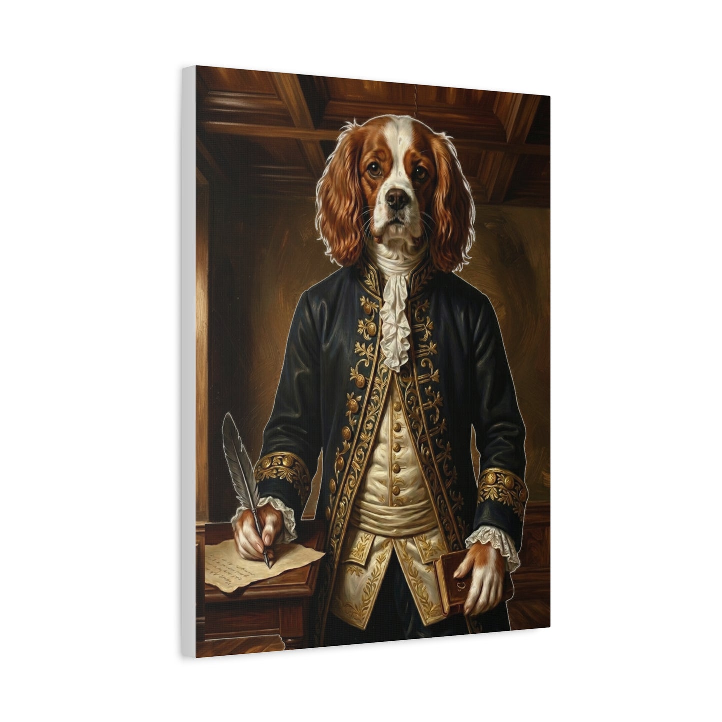 Regal Spaniel Portrait, Historical Dog Wall Art, Matte Stretched Print