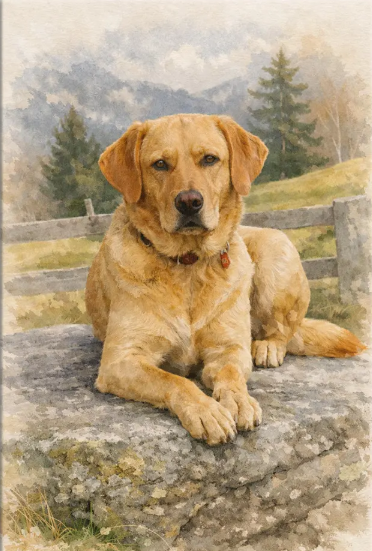 Hand Painted Watercolor Pet Portrait: Custom Dog Art Dog Portrait Matte Canvas Print