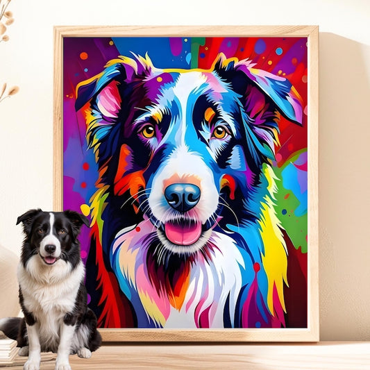 Colorful Pop Art Dog Canvas - Vibrant Pet Portrait Wall Art, Matte Stretched Vibrant Home Decor, Whimsical Dog Canvas Print