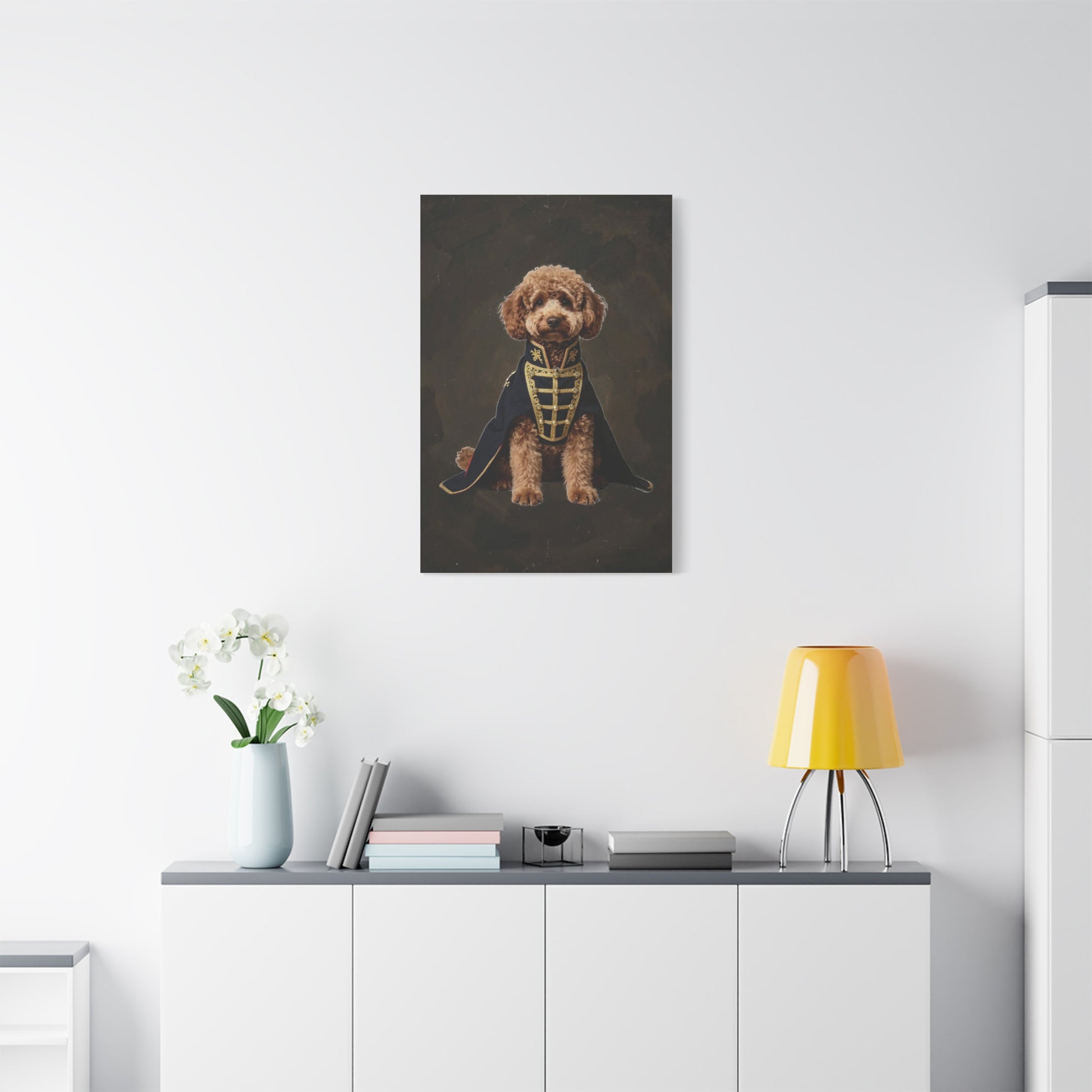 Royal Poodle Canvas Print — Dog Wall Art, Vintage Military Costume