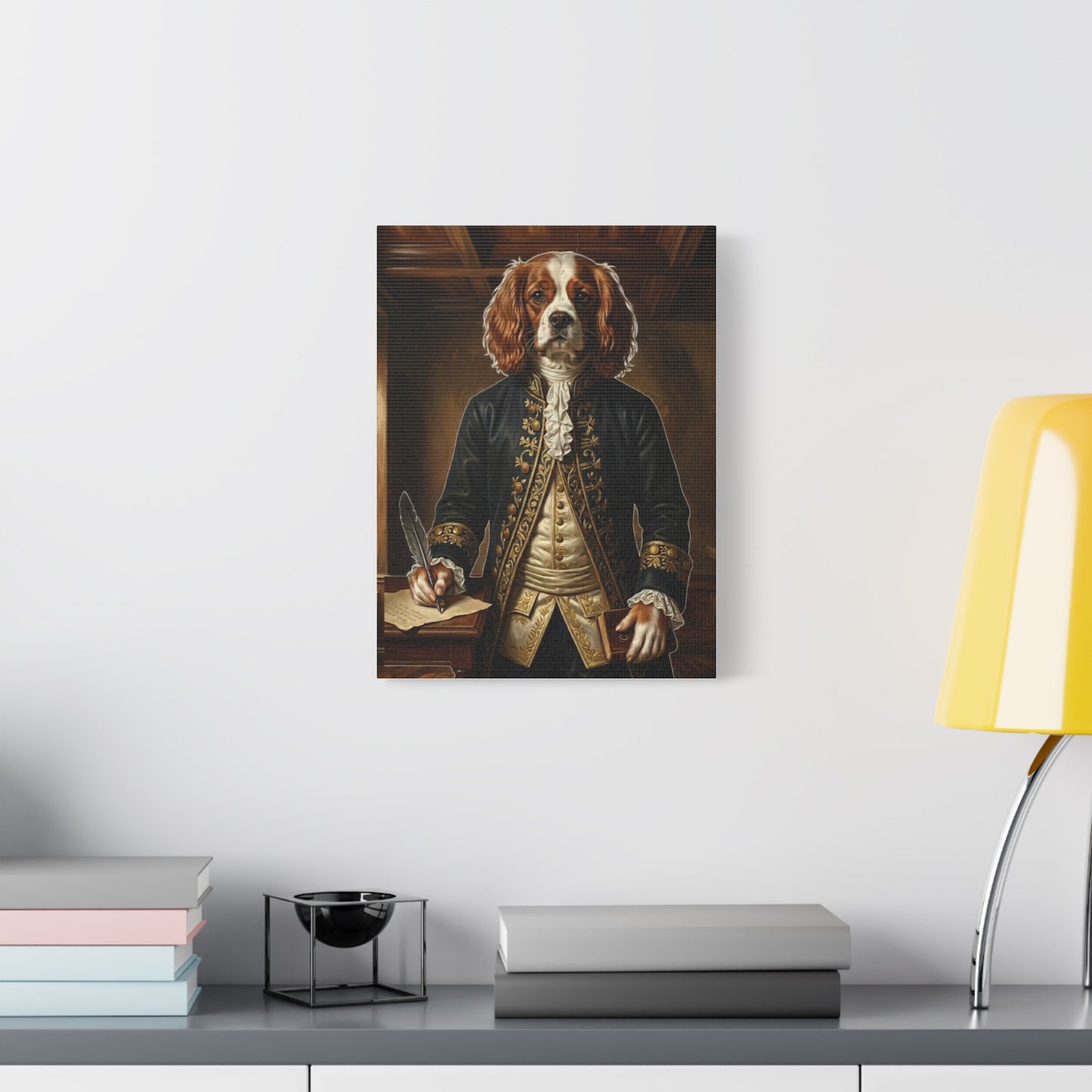 Regal Spaniel Portrait, Historical Dog Wall Art, Matte Stretched Print
