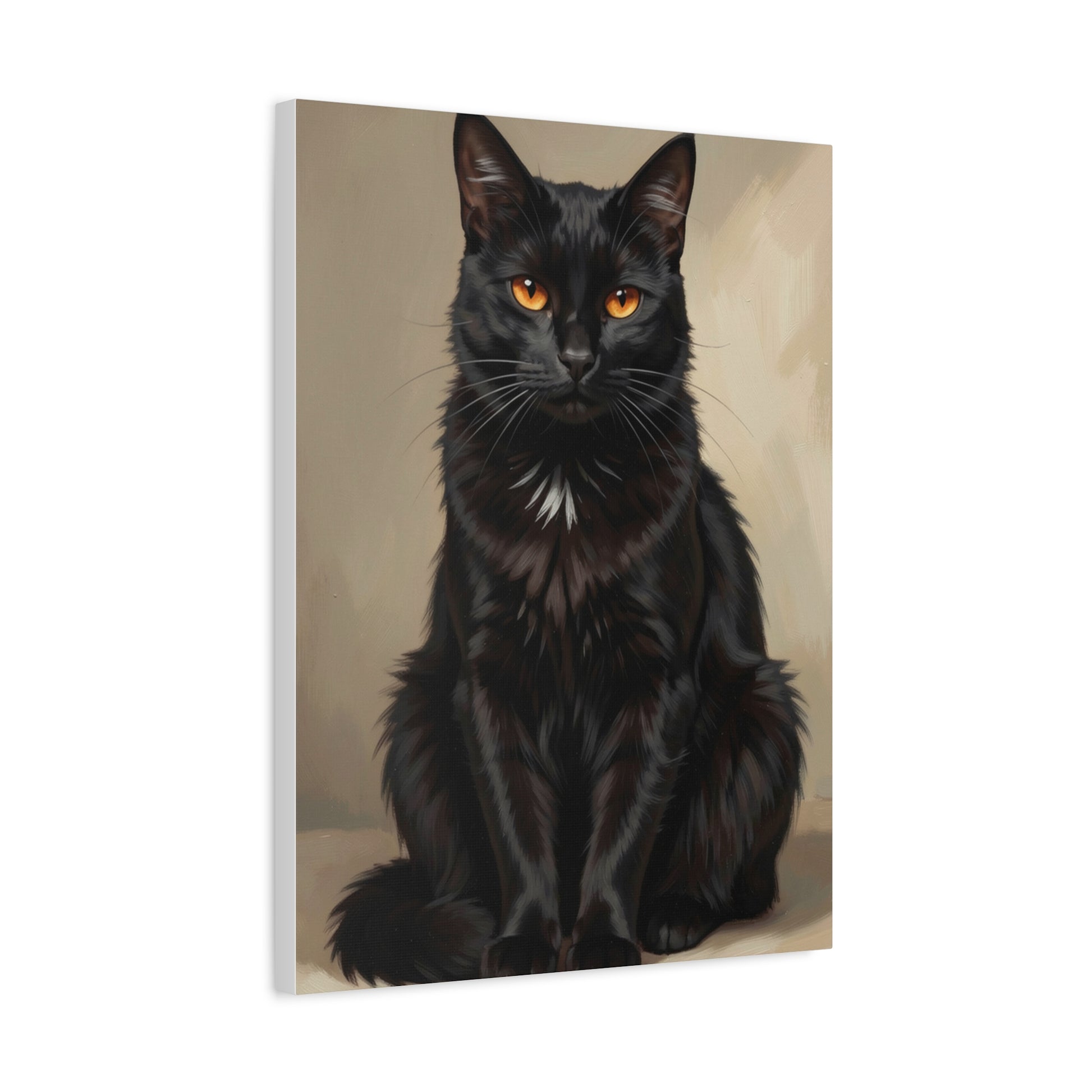 Black Cat Portrait Canvas - Matte Stretched Wall Art
