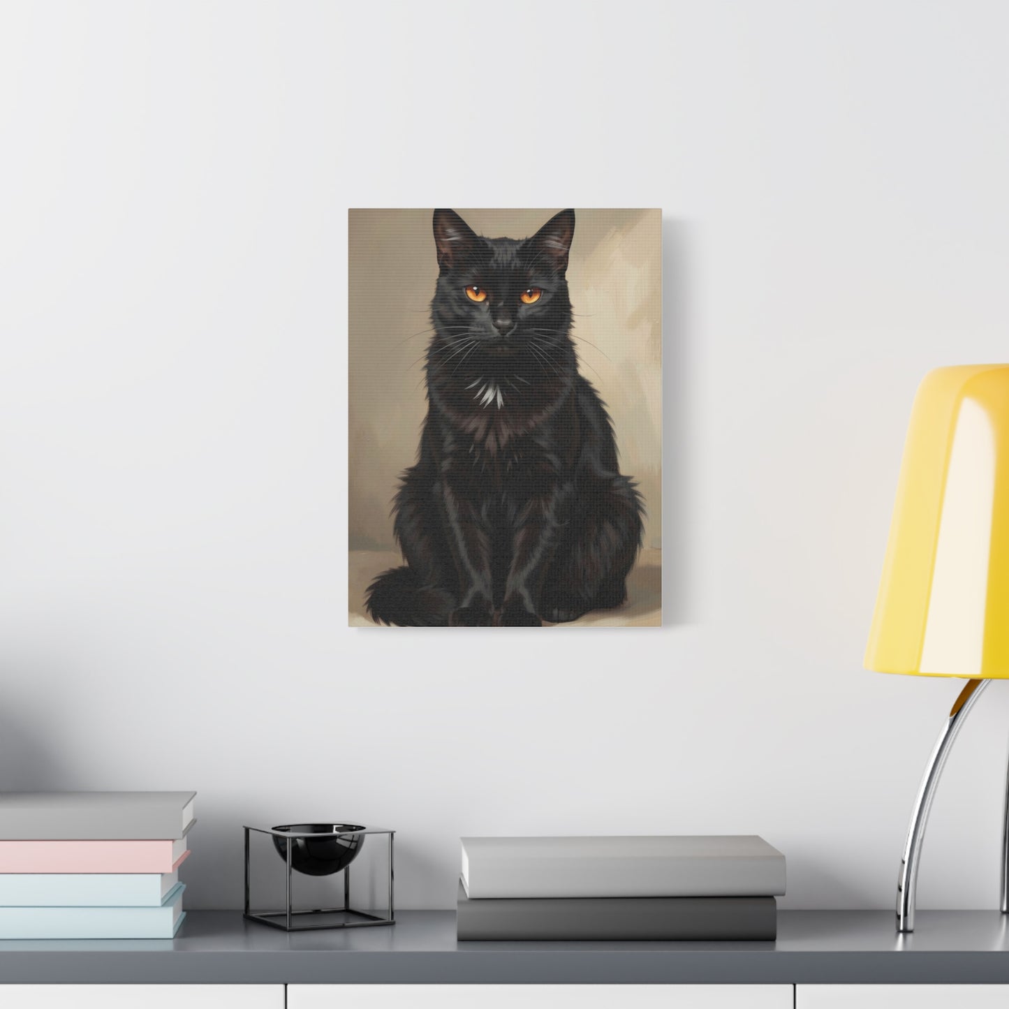 Black Cat Portrait Canvas - Matte Stretched Wall Art