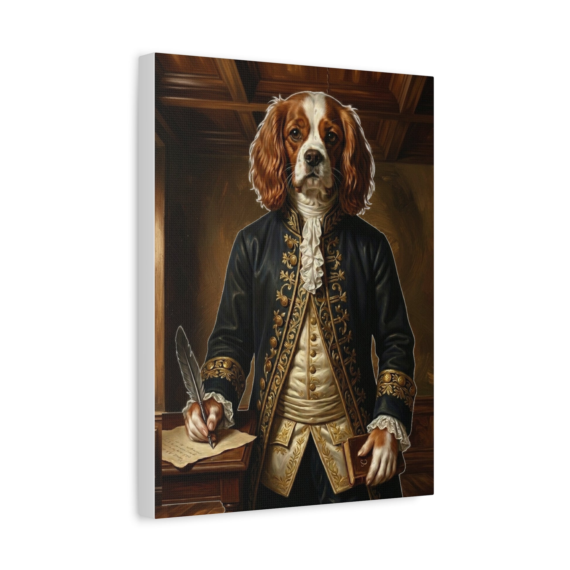 Regal Spaniel Portrait, Historical Dog Wall Art, Matte Stretched Print