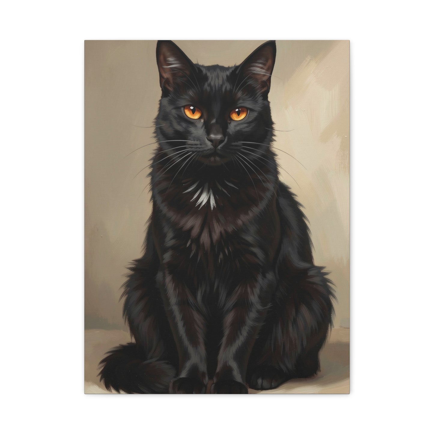 Black Cat Portrait Canvas - Matte Stretched Wall Art